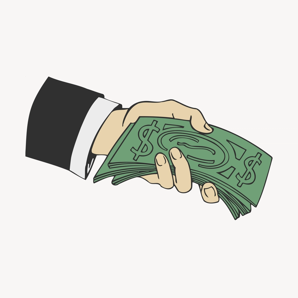 Hand holding money clipart, finance